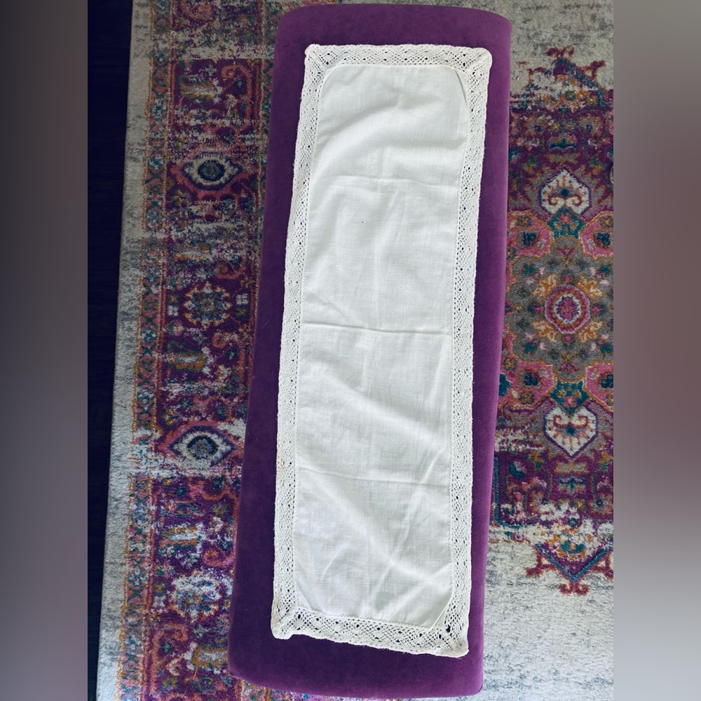 VINTAGE CROCHETED TABLE RUNNER 36 x 11 Inches